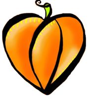 Stylized pumpkin logo that also looks like a heart