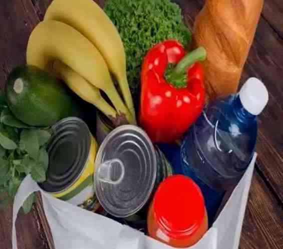 Shopping bag full of groceries