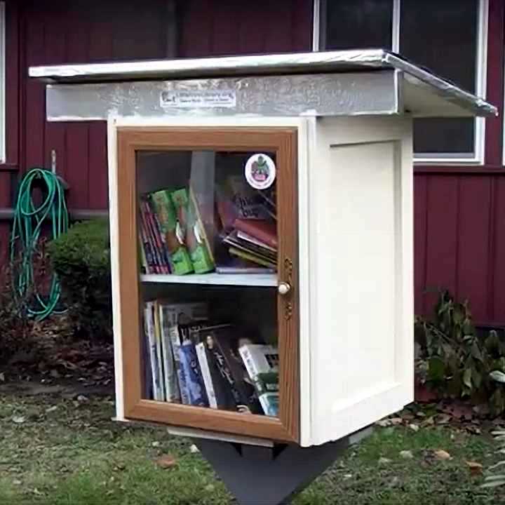Books seen through glass door