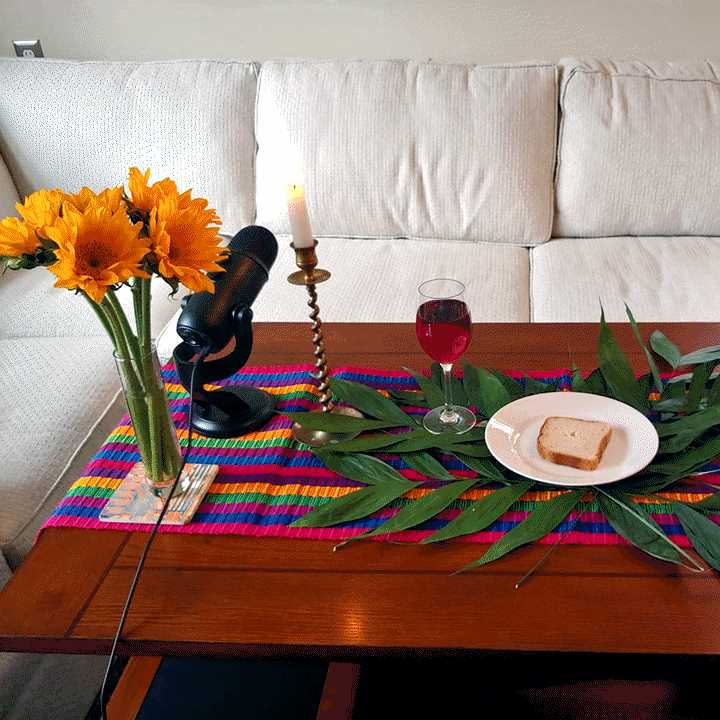 Coffee table set for home communion