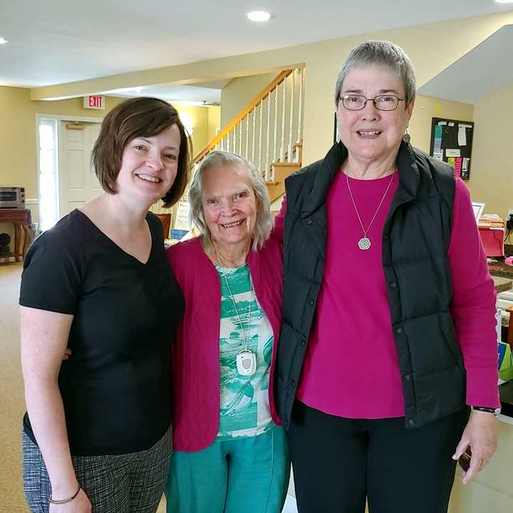 Women visiting in nursing home